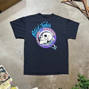 Vintage Y2K Skull Biker Tee Mens Large Black Purple Emo Goth Double Sided Shirt
